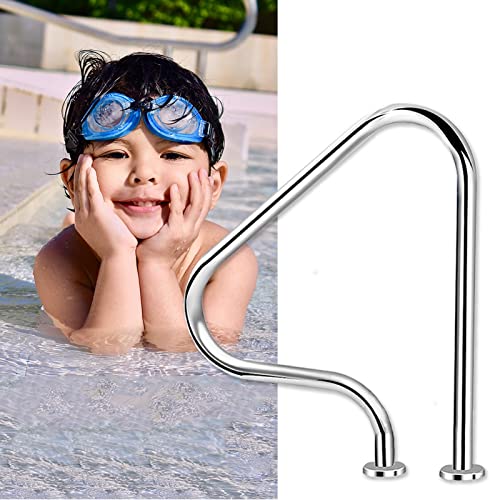 Pool Handrail 80 × 80 cm Hand Rail for Inset Pool Entrance, 3 Curved Stair Grab Handle for Outdoor Swimming Pools, Incline Layers, Spa?Water Park