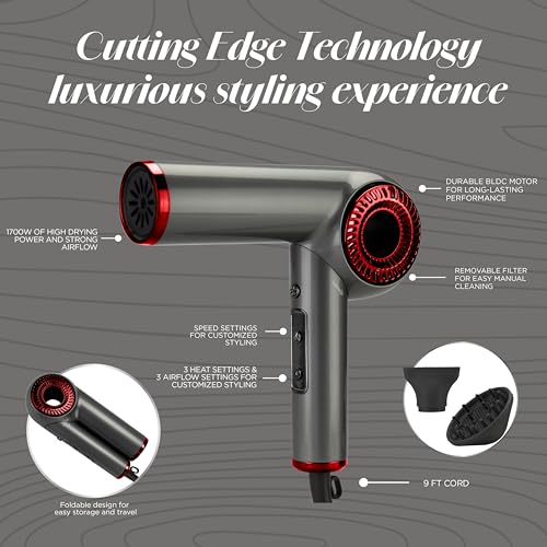 CHI Lava Brushless Motor Hair Dryer, Foldable Design, Faster, Quieter Drying, Reduces Frizz & Enhances Shine, Customizable Heat & Speed Settings - image 2