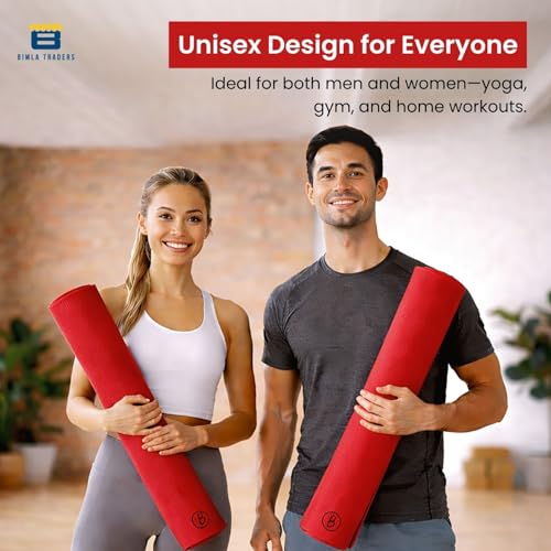 Image of Btag Premium TPE Yoga Mat for Women & Men | Anti-Slip Exercise & Gym Mat for Home Workouts | Lightweight & Durable | 8 mm (Red)