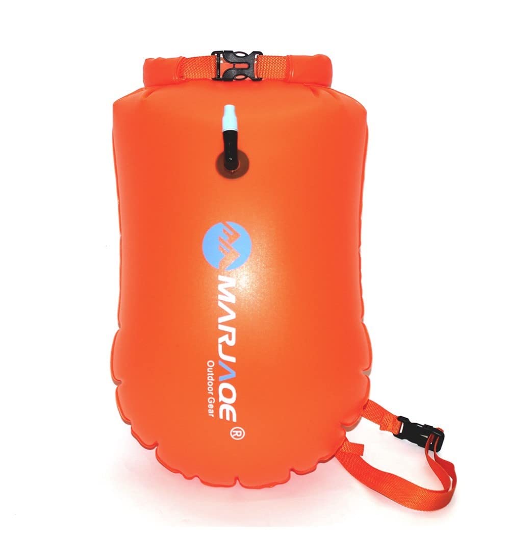 Joayuezo Swim Buoy Waterproof Swimming Float Dry Bag 20L Inflatable Dry Bag Swim Safety Float for Open Water Swimmers Triathletes Kayakers Snorkelers (Orange)