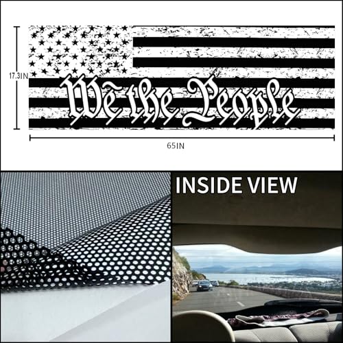 Image of Rear Window Decals for Trucks - 65x17.3 in Back Window American Flag Decals Fit Most Pickup Trucks SUV, Patriotic Car America Flag Decals for Personalized