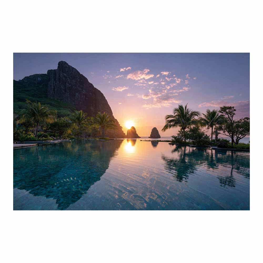 HOQIU Landscape wall art Paradises Pool Sunset Art canvas art, art print, house decor, bedroom wall decor above bed, prints for living room.(Multicolor)-30x40cm Unframed