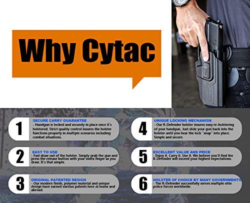 Cytac Level Ii Tactical Security Gun Holster | Fits Springfield Xd .45 Acp, 9Mm / Springfield Xd Subcompact 3” 9Mm | R-Defender G3 Series | Cy-Xd40G3 #TOP5