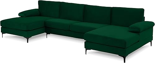 Miniatura 104 de Sofá modular moderno en forma de L, con diván extra ancho y patas doradas Gris,Negro -,Verde,Naranja,Gris oscuro,marino,Púrpura