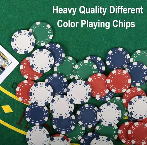 Image of GrandGlow Casino Style 200 Chips /Pcs Poker Chips Set with A Aluminum Finish Case, 2 Decks of Cards, 5 Dice, 1 Dealer Button (Classic Multiplayer Game)