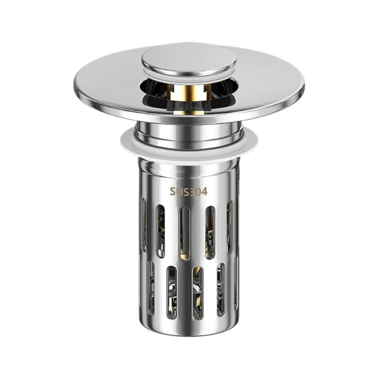 Universal Rebound Drain Plug With Hair Catcher Stainless Steel Floor Drain Filter Washbasin Plug Anti Odor Pop-Up Basin Stopper(1PCS)