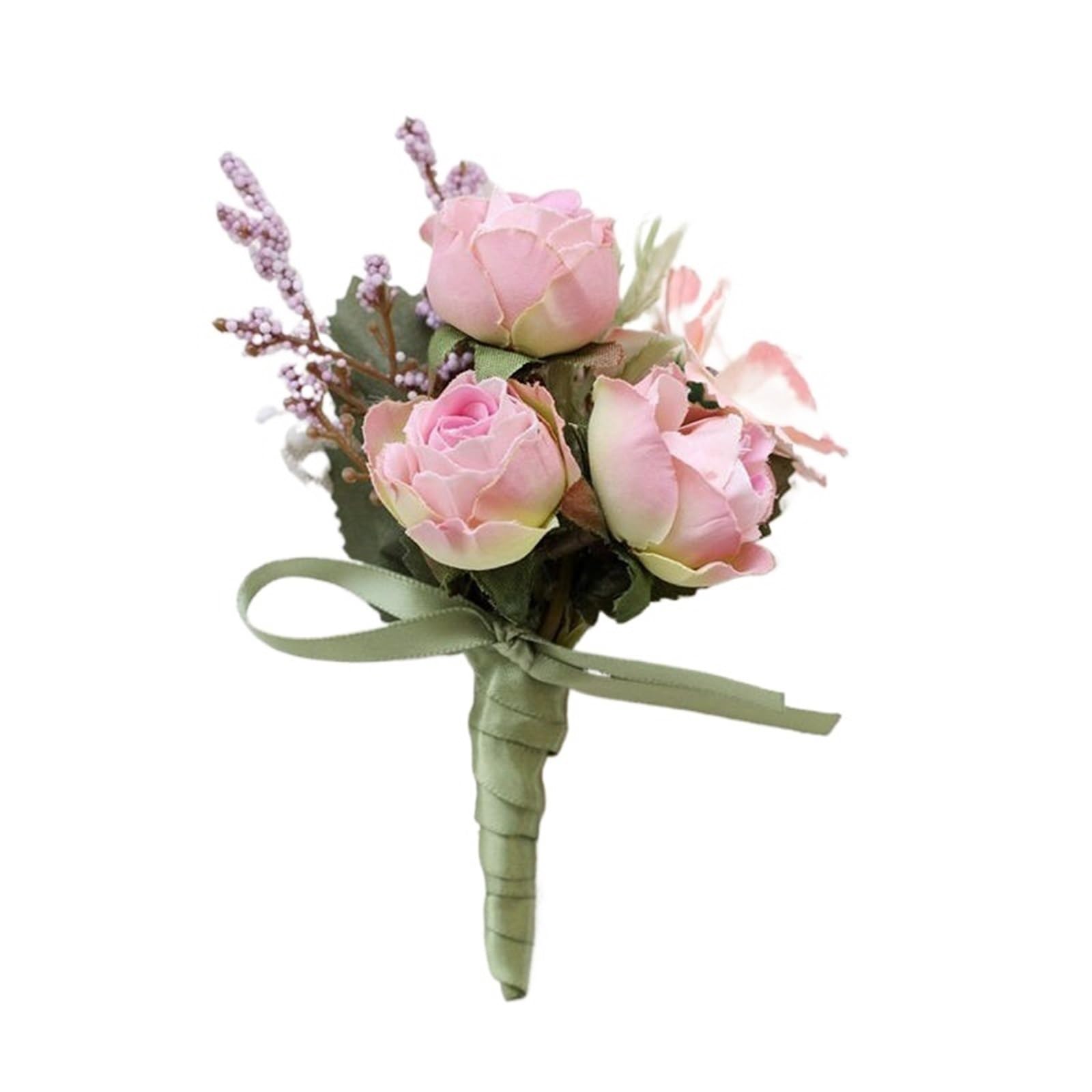 HIFRQVVC Rose Corsage Bracelet, Wedding Corsage Artificial Silk Rose Groom Boutonniere Wrist Flower Pin(C-corsage)
