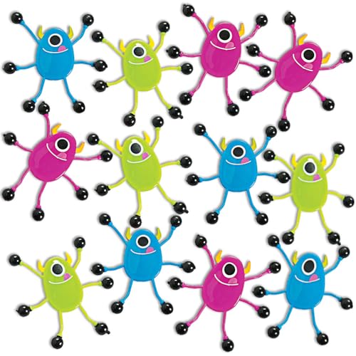Fun Express Monster Wall Tumbler Toys - Set of 12 - Halloween Handouts and Party Favors