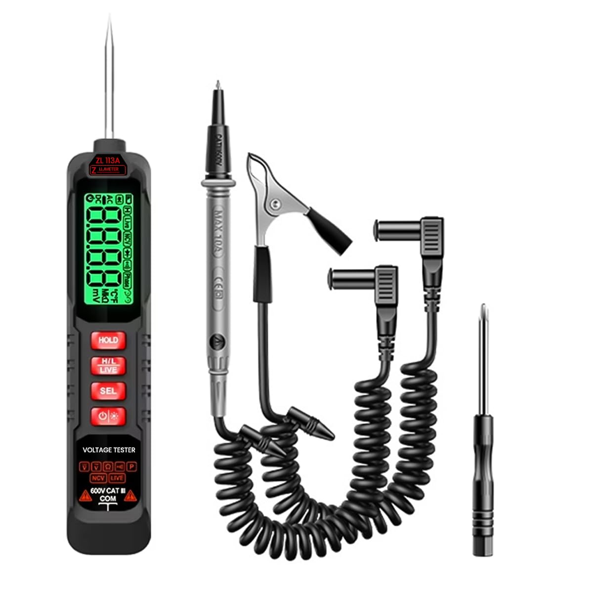 ELEPHANTBOAT® LCD Multimeter 2 in 1 Digital Multimeter Voltage Tester with Flashlight & Buzzer Alarm, Circuit Tester for DC 0.8V-600V, Digital Multimeter for Car Battery Polarity Continuity Fuses