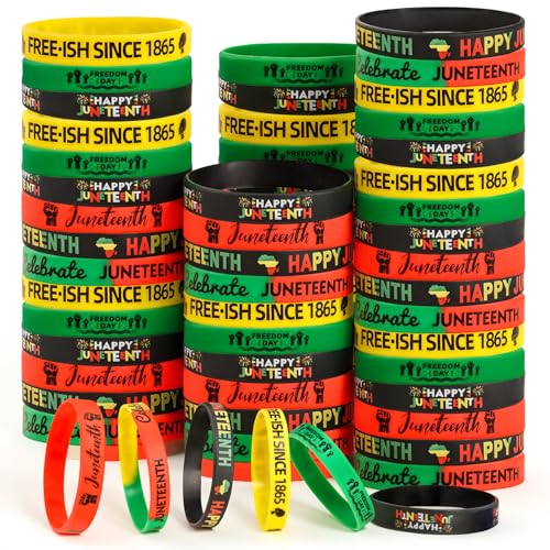 AbifurFy Juneteenth Bracelets Bulk 100Pcs Silicone Wristbands Party Favors