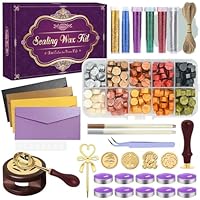 Siegelwachs Set, JUYRLE Kreative Bastelset Erwachsene DIY Set Wachssiegel Stempel Set Siegel Wachs Wax Seal Kit mit Siegelstempel, Schmelzlöffel, Umschläge, Wachssiegel, Als Geschenk für Geburtstag