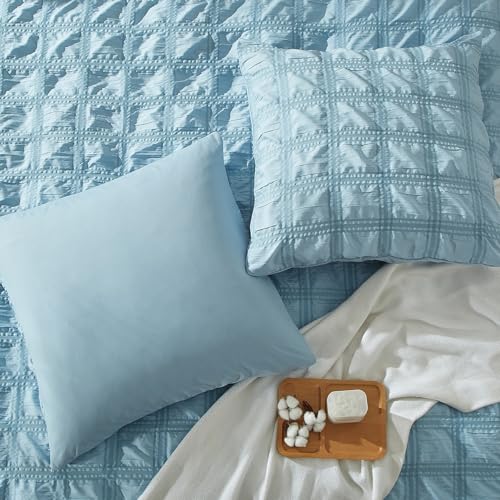 Ropa de cama de 155 x 220 cm de microfibra seersucker romántica con 3 piezas 7