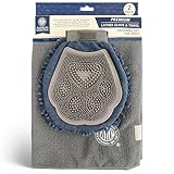 AKC - Dual-Sided Dog Grooming Glove with Silicone Bristles | Quick-Dry Towel | 2-in-1 Pet Grooming Tool for Bathing, Brushing, Shedding, Massaging & Coat Care for Small Medium & Large Dogs