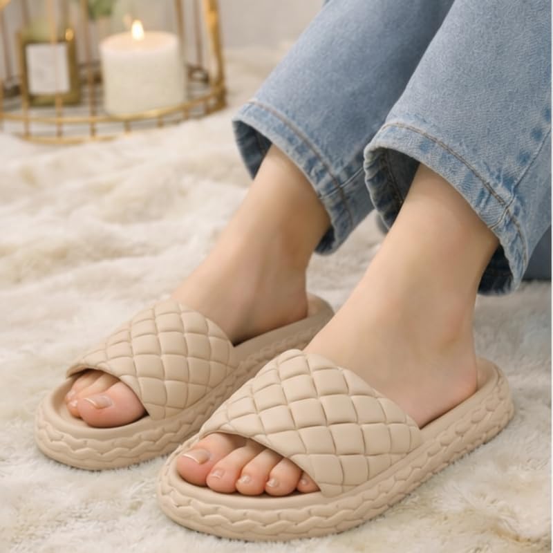 Image of Women's Anti-Skid Comfort Slippers | Soft Cushioned Eva Footbed Lightweight Slides for Summer | Girls Platfoam Slip-On Footwear for Home Indoor & Outdoor Use Flip Flop