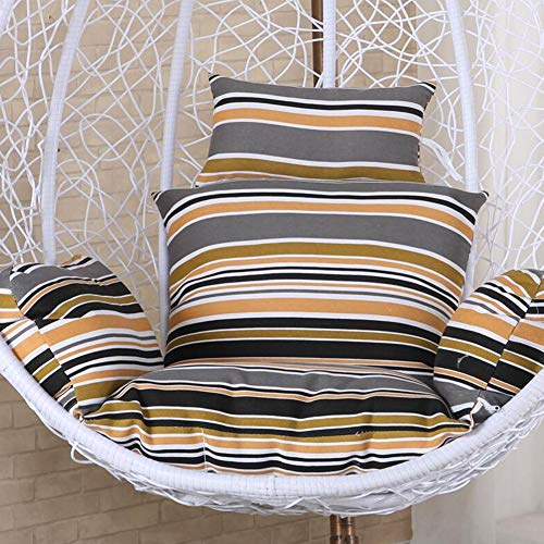 QJIAXING Swing Cushion without Stand Striped Print Removable and Washable Hanging Egg Hammock Bird's Nest Basket Chair Cushions (Only Cushion),stripedcoffee