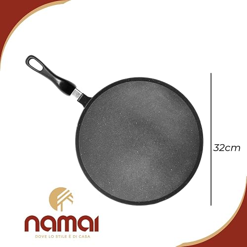 NAMAI - Poêle antiadhésive 32 cm - Pierre adaptée au lave-vaisselle - Aluminium - pour crêpes, crêpes - 5