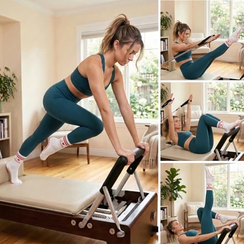 Image of Pilates Socks for Mother's Day,Women Pilates Heart Grip Socks Cuffs,Anti-Skid Cotton Grip for Ballet,Home,Studio 1Pair