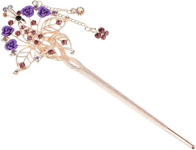 Amazon 中国古代宮廷 ヘアスティック 簪 かんざし ヘアピン ペンダント タッセル 髪飾り 贈り物 ３色 紫 ピン コーム 通販