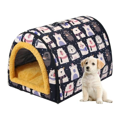 SVCEQZE 犬の洞窟ベッドハウス、犬小屋の犬小屋ベッド,犬小屋冬暖かい猫の巣 | 防水ペットハウス洞窟小型中大型犬猫用の取り外し可能なクッション付き