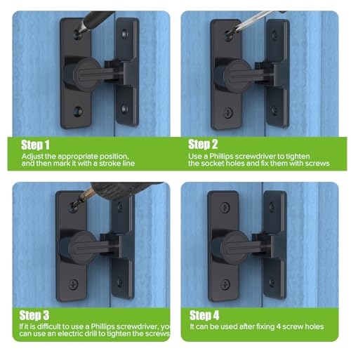 Image of Barn Door Lock Hardware, Heavy Duty 90 Degree Flip Latch Privacy Lock, Zinc Alloy Sliding Barn Door Latch for Bathroom, Bedroom, Closet, Garage, Shed and Gate (Matte Black-2PCS)