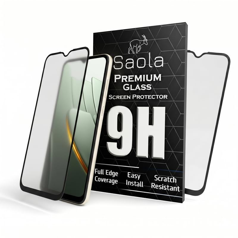 Image of Saola HD Matte Tempered Glass With 18H Hardness For Poco C81 (Pack Of 2) with Hassle-less Installation Kit. Full screen Coverage. 6.9 inch