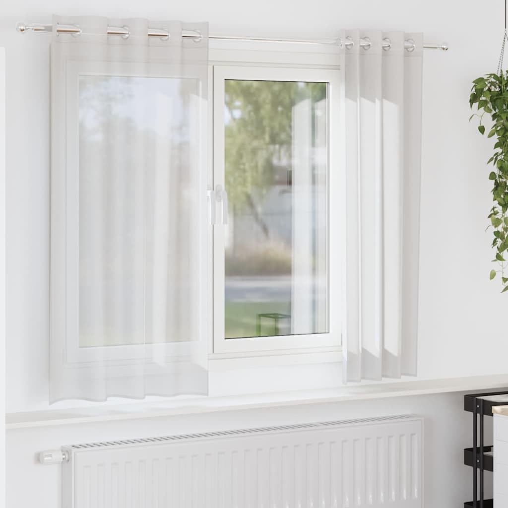 AJJHUUKI Decor-Window Treatments-Curtains & Drapes-Voile Curtains with Grommets 2 pcs White