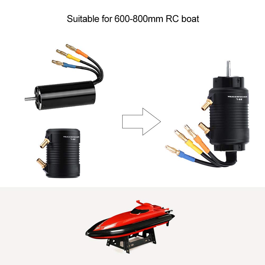 Silnik Bezszczotkowy, 4-biegunowy, 12-gniazdowy, Wysoki Moment Obrotowy 3800 KV, 1800 W i 60 000 Obr./min Bezczujnikowy Silnik do łodzi RC, Chłodzony wodą z Aluminiowym Radiatorem CNC i