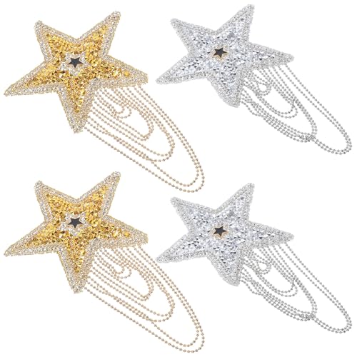 Alipis 4 piezas Parches Termoadhesivos con Estrellas y Diamantes de Imitación para Ropa y Sombreros Resistentes al Desgaste Parches de Reemplazo para Chaquetas Accesorios para Sombreros