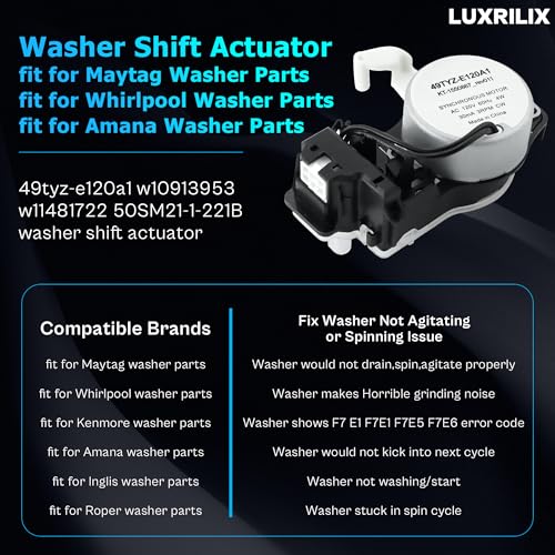 W10913953 50SM21-1-221B 49TYZ-E120A1 W11481722 Shift Actuator fit for Maytag Bravos Centennial MCT Whirlpool Kenmore Amana Roper Washer Part MVWX655DW1 MVWC565FW1 RTW4516FW NTW4655EW LUXRILIX