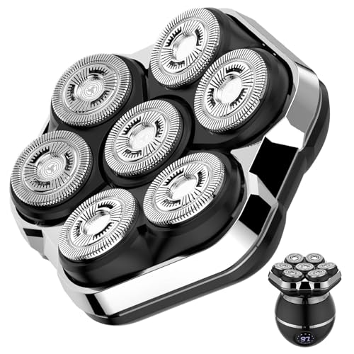 ETENTOUS 7D Magnetic Replacement Shaving Head, Wet & Dry Shaver Blade Heads Replacement for Head Shaver Compatible for 7D Head Shavers for Men