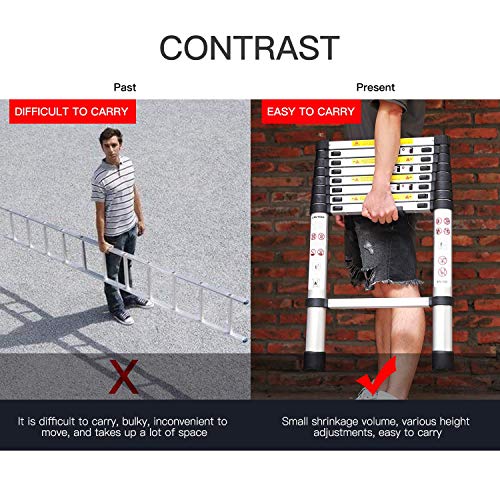 (12.5Ft/3.8M) Telescoping Ladders,EN131Standards Multi-Purpose Folding Aluminum Extension Ladder