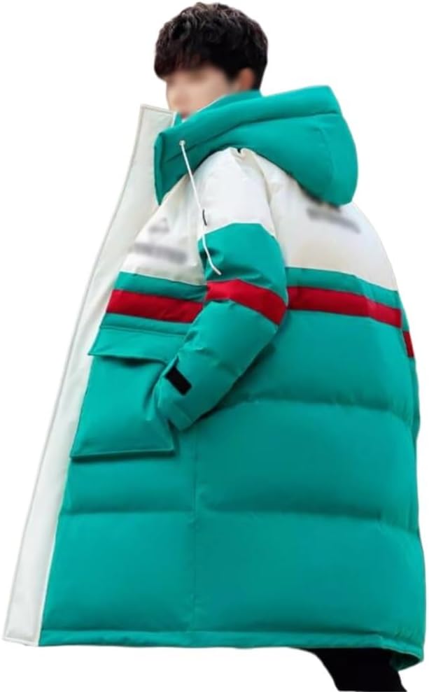 VIDI Men's Long Winter Hooded Warm Coat Color And Thick Fashion Goose Down Jacket