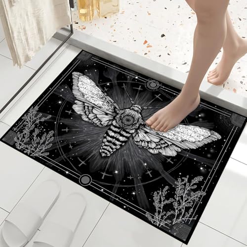 Tapis absorbant plante papillon lavable et antidérapant en microfibres douces - 7