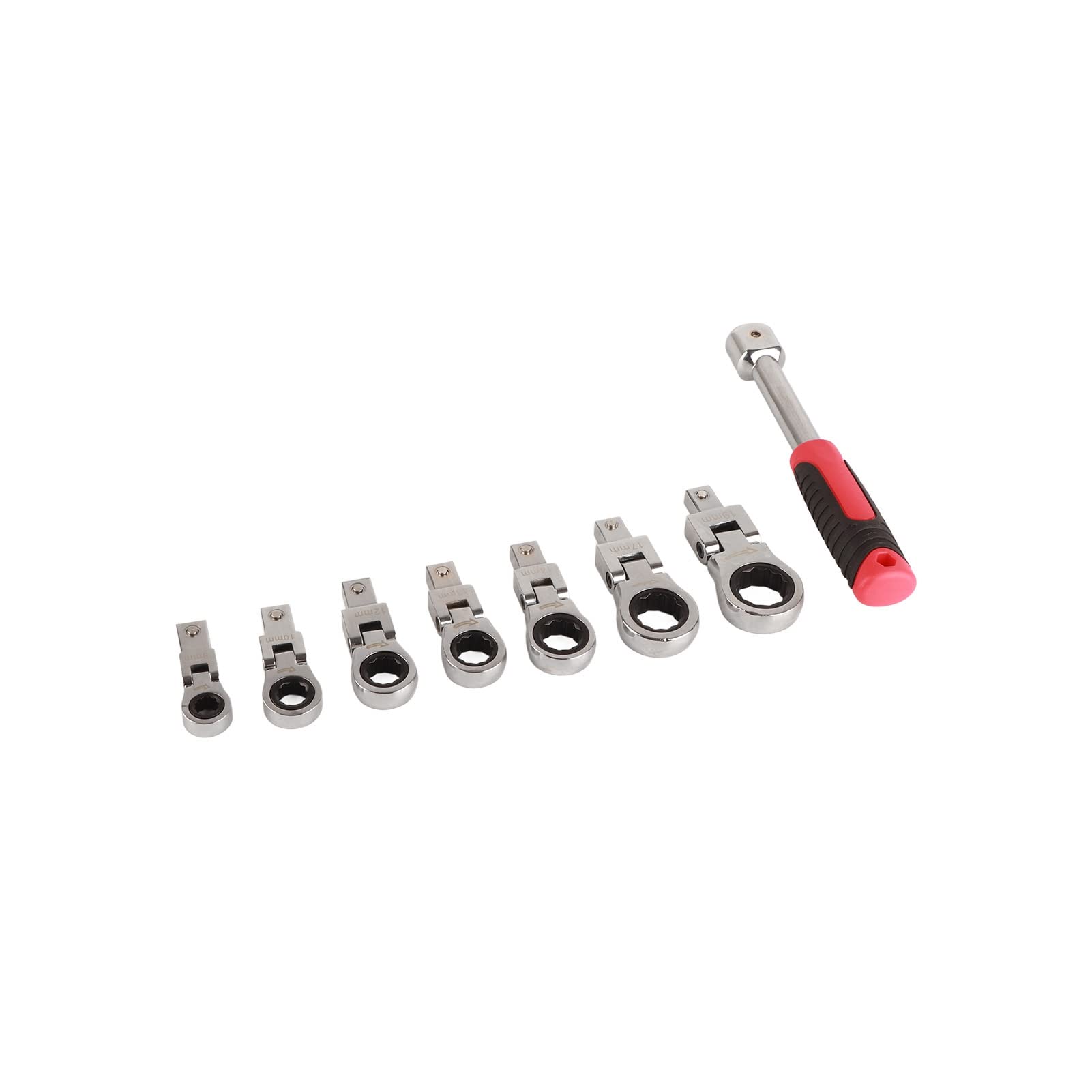 Jeu de clés à cliquet 8 pièces |Tête pivotante à 180° en acier allié chromé |Kit d'outils robuste pour la réparation automobile, l'entretien de la maison, l'assemblage de meubles