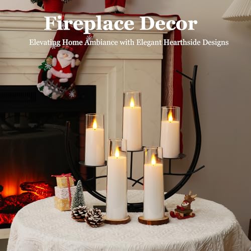 Image of Amagic Pure White Acrylic Flameless Candles, Battery Operated Candles, Flickering LED Pillar Candles with Remote Control and Timer, Warm Yellow Light, D2.2 xH5 5 inch 6 inch 7 inch 8 inch, Set of 5