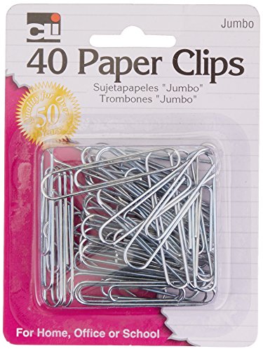 Charles Leonard Paper Clips, Jumbo Gem, Nickel Plated, Silver, 40-Pack (80550)