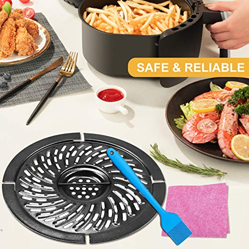 Air Fryer Replacement Parts, 2Qt 2.1Qt Round Air Fryer Grill Pan Crisper Plate Tray Accessories Rack With Rubber Bumpers For Elite Gourmet Gowise Chefman Dash Power, Non-Stick, Dishwasher Safe #TOP6