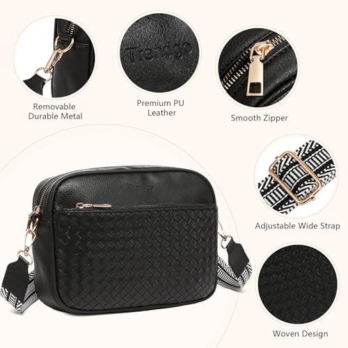 Image of Crossbody Bags for Women Vegan Leather Small Purses with Detachable Coin Pouch Adjustable Guitar Wide Strap