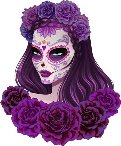 decals Sugar Skull Day of The Dead Us - Sticker Graphic - Auto, Wall, Laptop, Cell, Truck Sticker for Windows, Cars, Trucks