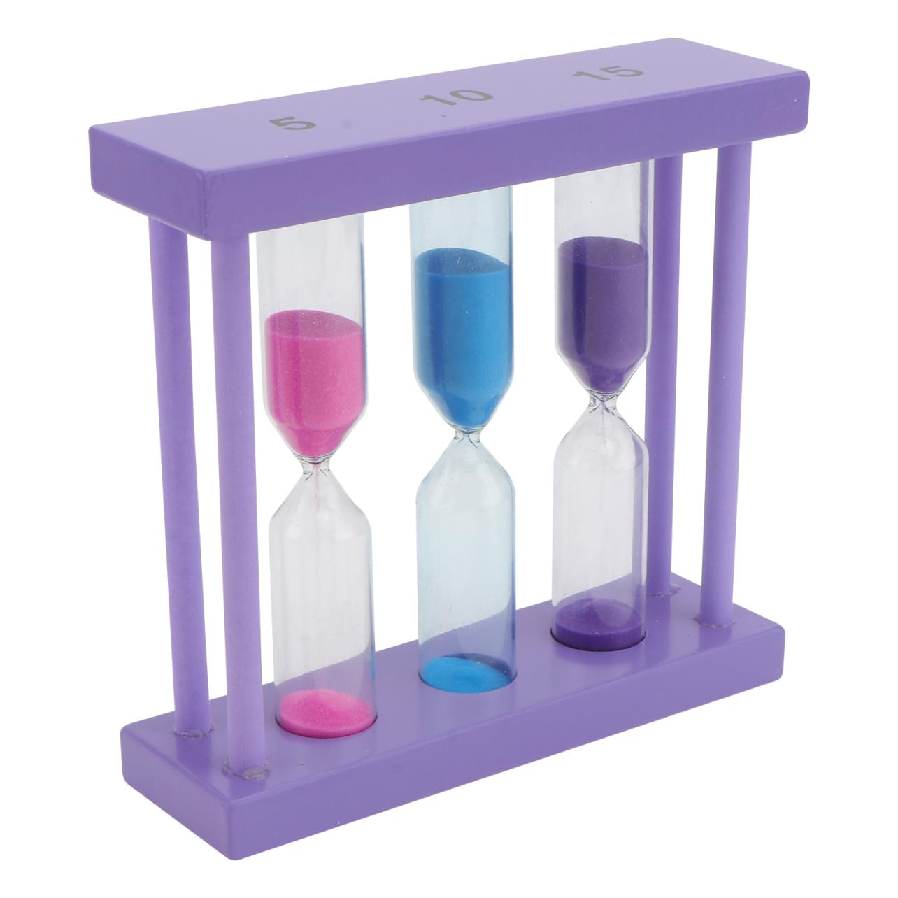 Dekorative Sanduhr mit Holzrahmen, Violettes Glas, für Zuhause