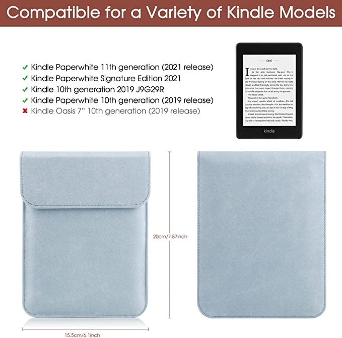 Image of Sleeve Case for 6.8 inch E-Reader Compatible Paperwhite 11th 2021 /Paperwhite Signature Edition 2021 Sleeve Bag Pouch Case Cover for 6-6.8'' Kobo /Tolino /Pocketbook 6-inch ebook Reader,Blue