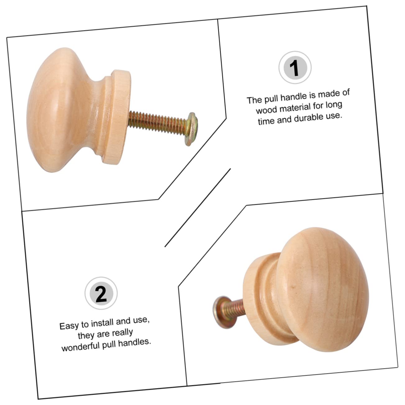 DECOMELODY 16pcs Wooden Cabinet Handles Pulls for Single Hole Knobs Funky Knobs Pulls Drawer Round Handles