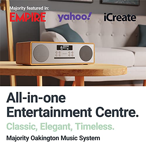 Majority Oakington DAB/DAB+ Digital FM Radio Bluetooth Wireless CD Player Micro Compact Hi-Fi Stereo Luidsprekersysteem - Afstandsbediening - USB opladen & MP3 afspelen (eiken) - Image 3