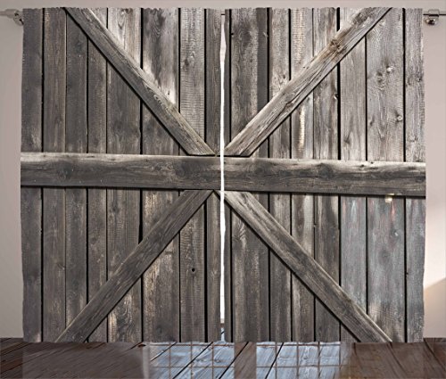 Flash Deals - 40% OFF Ambesonne Rustic Curtains, Old Wooden Door with Planks Rustic Country Life Themed Architecture Building Doorway, Living Room Bedroom Window Drapes 2 Panel Set, 108" X 90", Taupe