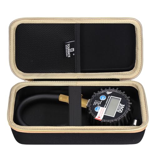 Image of Tourmate Hard Storage Case for Tire Pressure Gauge, Portable Oxford Cloth Storage Box - 100 PSI (Only Case) (Black & Gold)