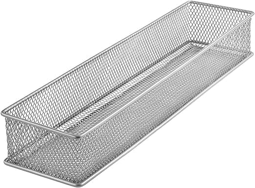 YBM HOME Cesta organizadora de cajones y estantes de malla plateada, soporte de suministros escolares, cesta organizadora de escritorio de oficina