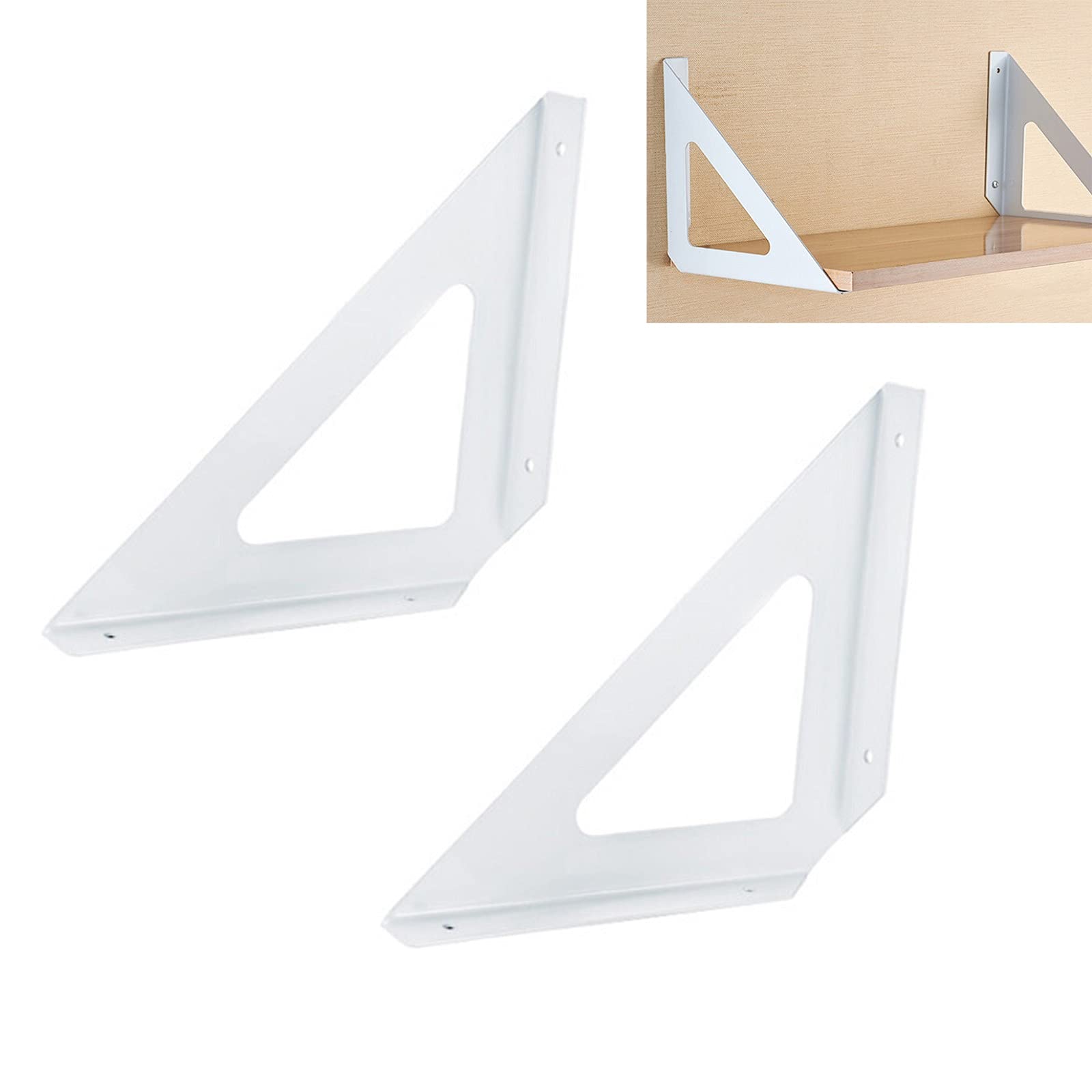Staffe ad angolo retto da appendere a parete, Supporti in ferro for scaffalature metalliche galleggianti industriali bianche montate a parete, 2 pezzi(24x24cm/9.44x9.44in)