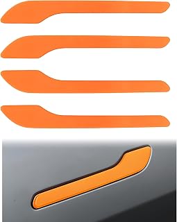 Fit Model 3(Highland) and Modle Y(Juniper) 2017-2025 Door Handle Decoration Full Surround Cover,Compatible with Tesla Door Handle Sills Protection Wrap Accessories 4Pcs (Orange)