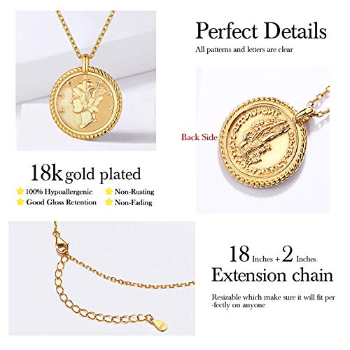 ChicSilver Coin Necklace Sterling Silver Vintage Round Circle Disc Dainty Coin Pendant Necklaces for Women (with Gift Box)4