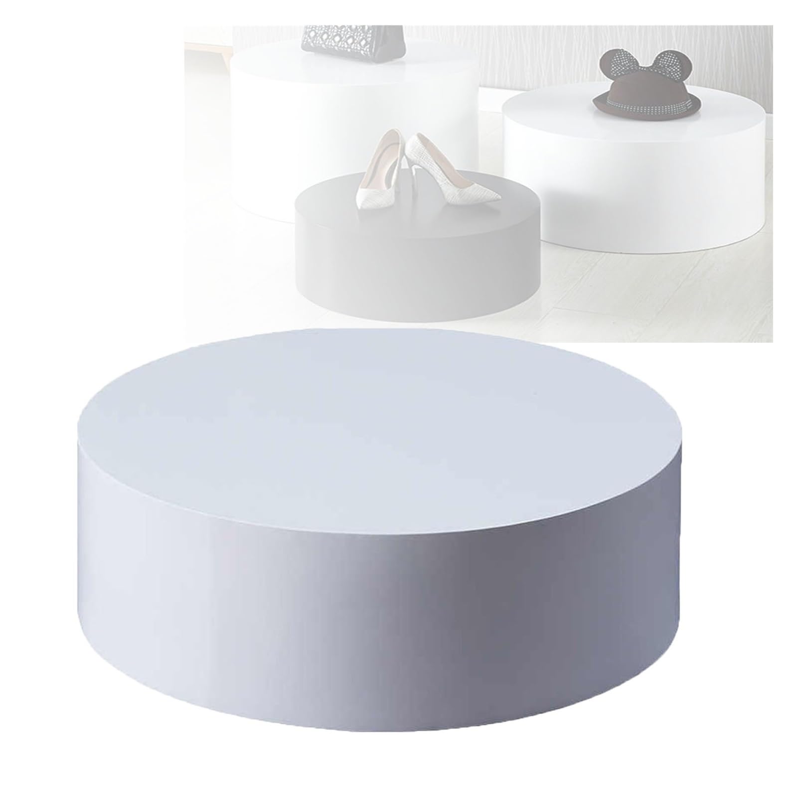 Supporto a piedistallo rotondo bianco, 40 x 20 cm, per negozi di abiti da sposa, negozi di abbigliamento e boutique, capacità 200 kg, base rialzata per vetrine.